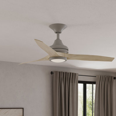 Spitfire 48 Inch Indoor/Outdoor Ceiling Fan With LED Light Kit - Antique Graphite With Light Oak Blades
