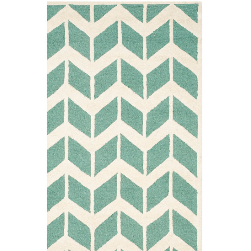 Deedgra Hand Tufted Wool Chevron Rug, Rectangle 2' x 3'