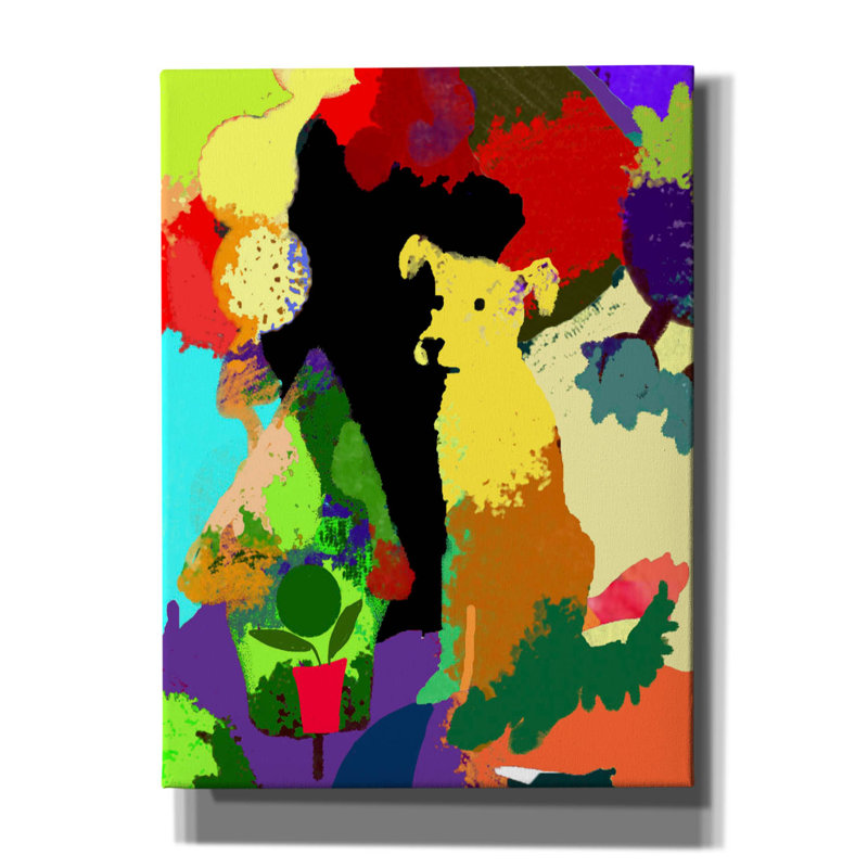 Latitude Run® «Chien avec fond abstrait» par Holly Mcgee, H 54 po x l 40 po x P 1,5 po