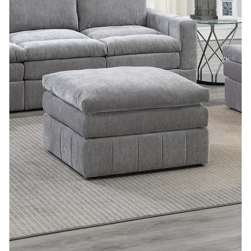 Contemporary 5 Sectional , 2X One Arm Chairs, Armless 1X , Suede Upholstery, Pillow Top Seat, Modern Living Room Modular Furniture, / Grey Suede, Triple Layer Cushion Back, Look