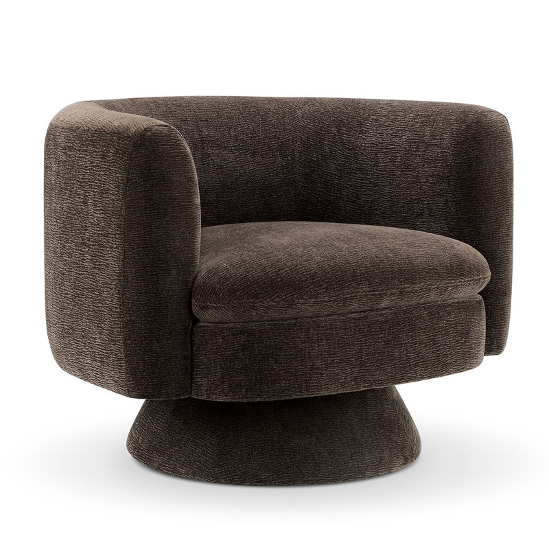 Fauteuil demi-tonneau pivotant Mid-Century, Velours brun