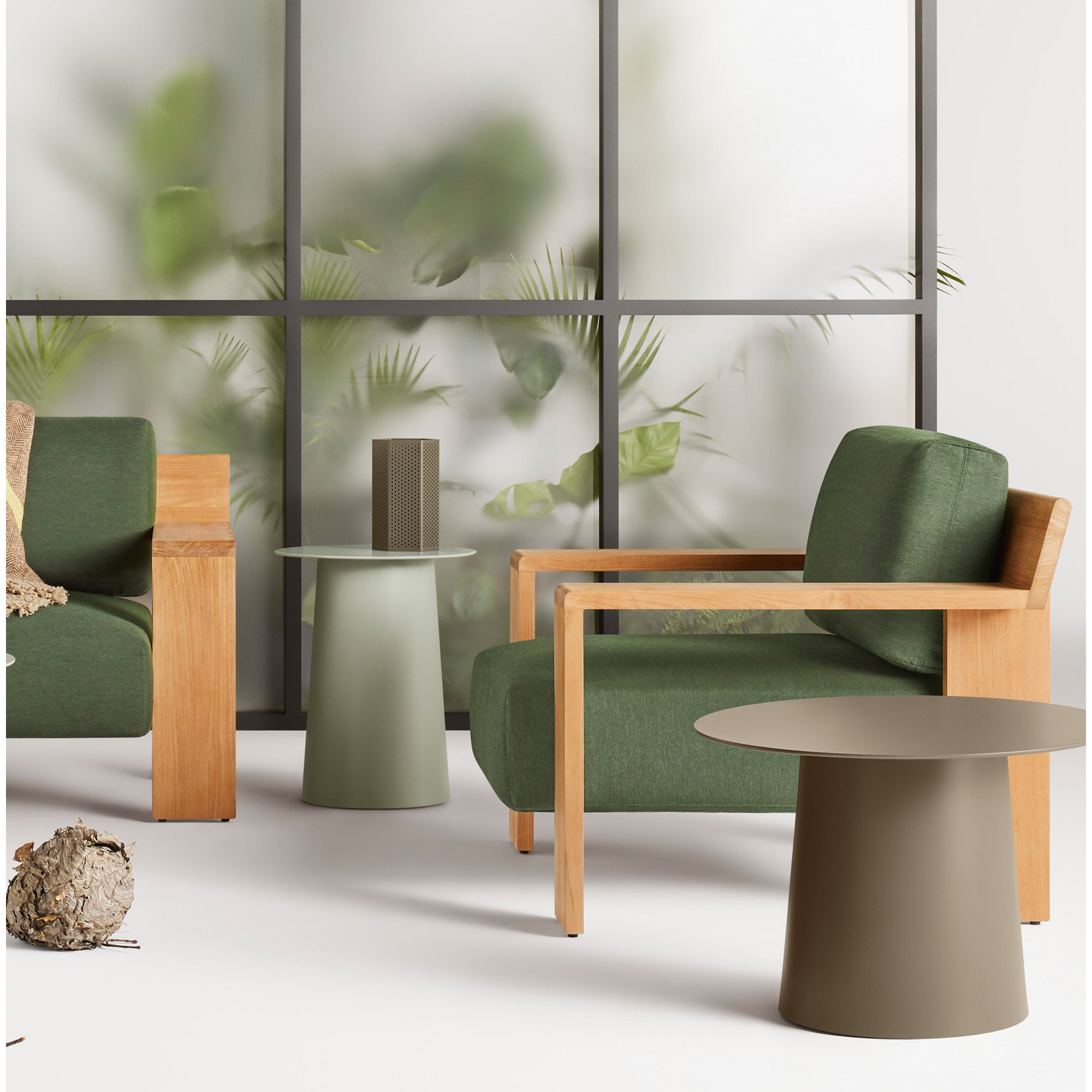 Ridge Teak Outdoor Lounge Chair, Sunbrella Ivy