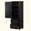 Grande armoire de rangement pour salle de bain, armoire de rangement autoportante avec deux tiroirs et tablette réglable, panneau de fibres à densité moyenne avec finition peinte-1268049959