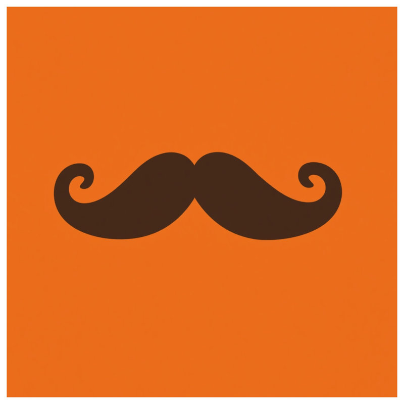 Édredon moustache noire sur fond orange, Twin Extra Long