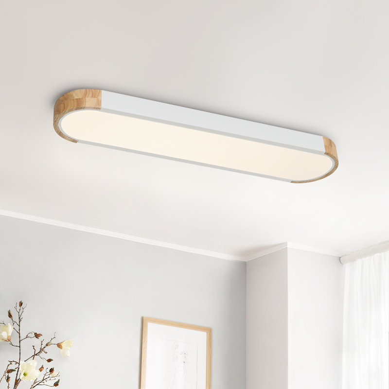 Nouria 37.4" W 1-Light LED Flush Mount, White/Natural, 3000K