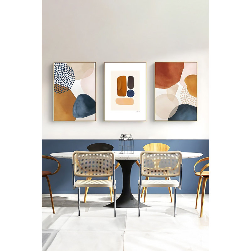 Ensemble de 3 peintures élégantes encadrées décoratives, 12,9 po x 18,9 po | Cadre 100% bois massif (épaisseur: 0,8 pouce), œuvre d'art 100% MDF | Impression numérique éclatante, parfaite pour la décoration de salon et de bureau