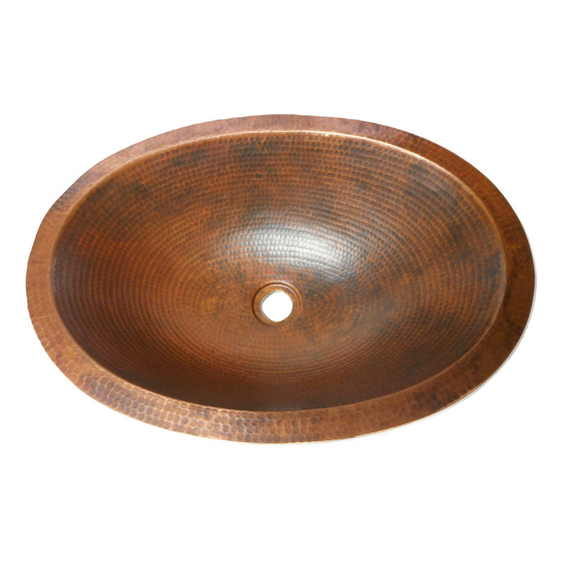 Lavabo de salle de bain 19 "en cuivre naturel à patine ovale pour salle de bain principale