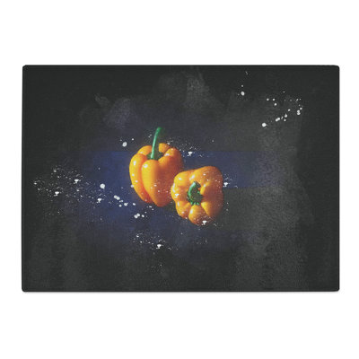Tempered Glass Orange Bell Peppers Chopping Board