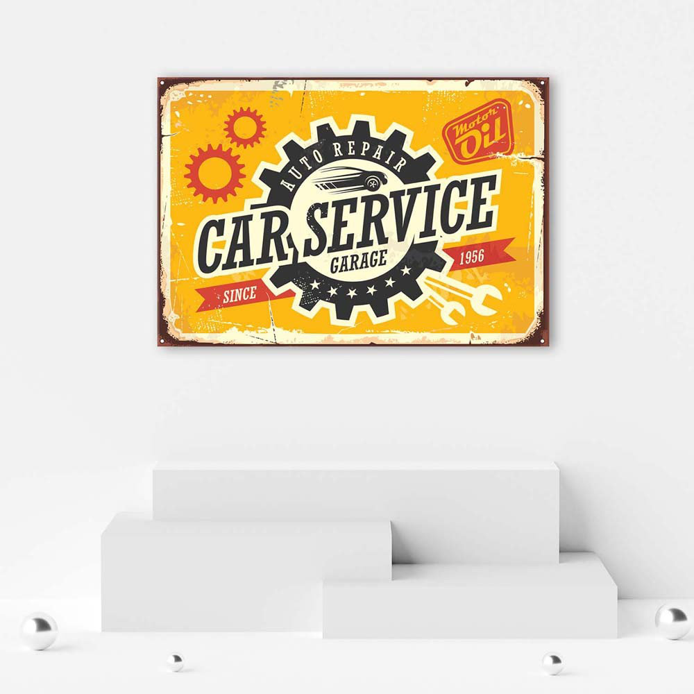 Leinwandbild Car Service Retro Sign