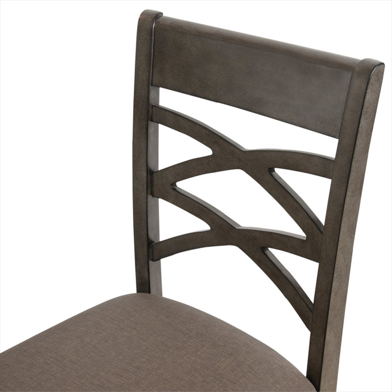 Jeanine Upholstered Counter Stool with Solid Wood Frame, Heather Brown, Gray
