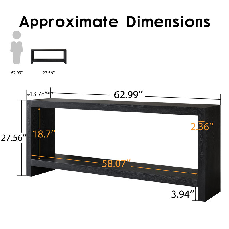 Console rectangulaire pour le couloir, l'entrée, le salon, Black