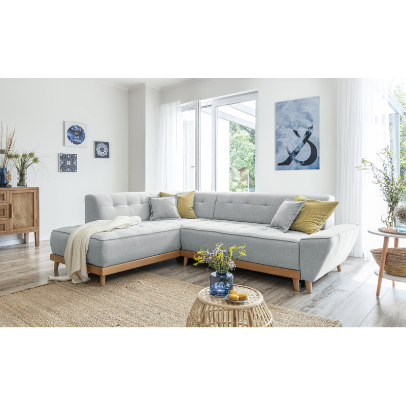 Dazzling Daisy Corner Sofa Bed, Light Grey, Left Hand Facing