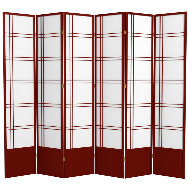 83.5" Double Cross Shoji Room Divider, 6 Panels, Rosewood