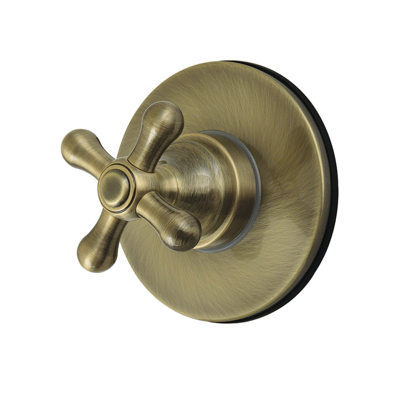 Kingston Brass Restoration Single-Handle Wall Mount Six-Way Diverter Valve with Trim Kit, Antique Brass
