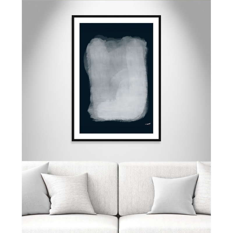 Calme 001, reproduction par A.Atelier, H 41,5 po x l 29,5 po x P 1,25 po, Reproduction encadrée noire avec passe-partout