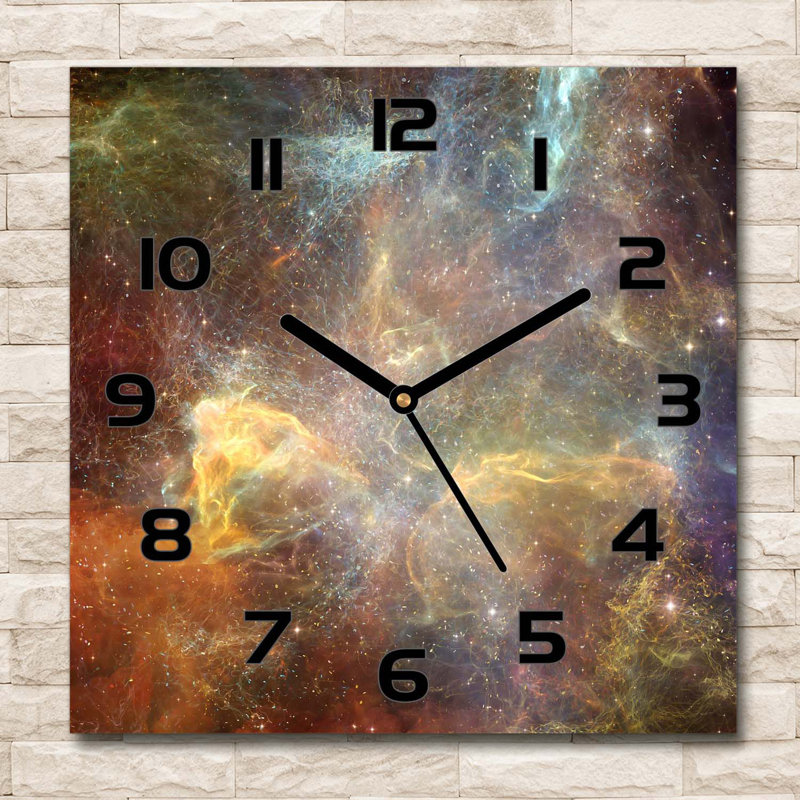 Glass Wall Clock, Brown/Yellow/Black