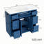 Meuble-lavabo bleu marine 48 po avec lavabo en céramique - 6 tiroirs (3 de chaque côté), tiroir central rabattable, portes doubles à fermeture en douceur, porte-serviettes latéral réversible, poignées argentées, panneau de fibres à densité moyenne