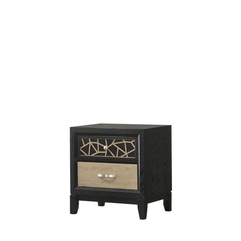 Table de chevet moderne et contemporaine en bois noir et naturel
