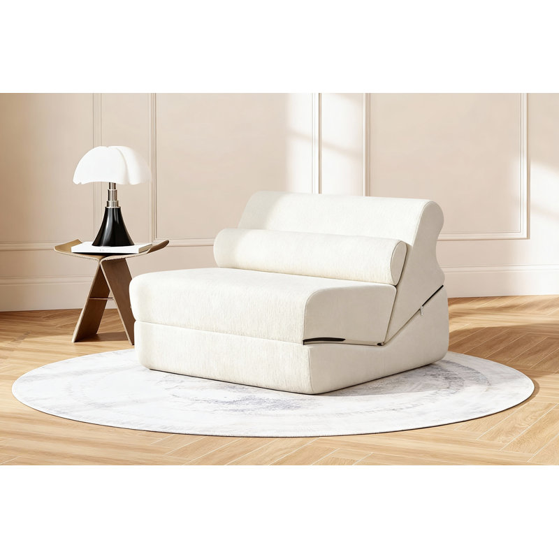 Compressed Sofa Bed - Fold-out Curved Bed Chair One Seater, Beige
