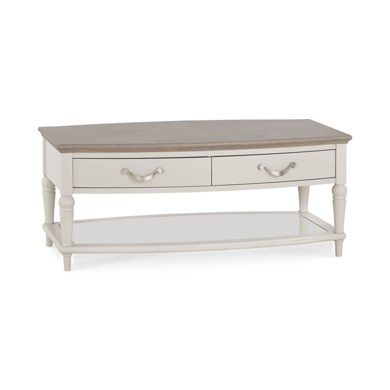 Dimas Four Leg Coffee Table with Storage, Oak, Soft Grey