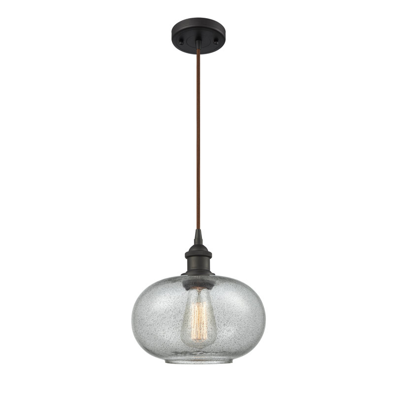 Luminaire sphère suspendu 1 lumières simple Bethlehem, Anthracite, Ampoule DEL rétro de 3,5 watts, Bronze huilé
