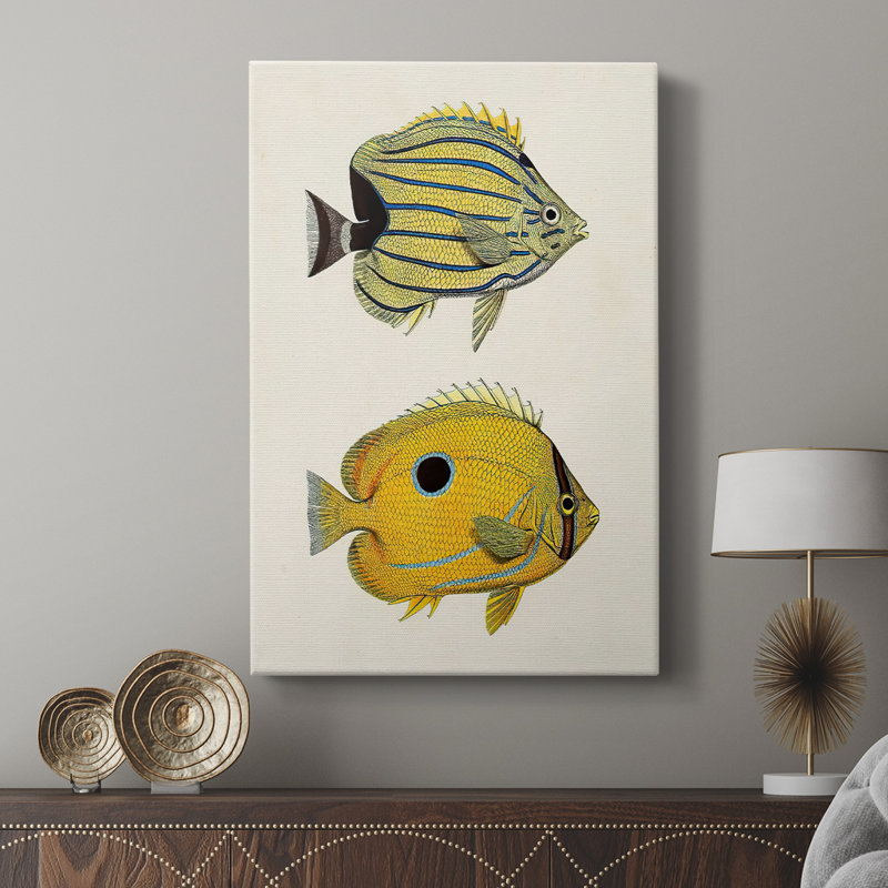 Poisson jaune et gris III - galerie Cavas sur mesure, 18" H x 12" W