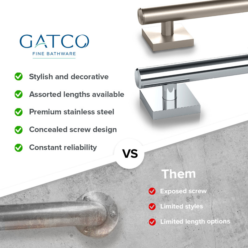 Elevate Wall Mount Stainless Steel Grab Bar, ADA Compliant Safety Bar, Chrome, 42" W