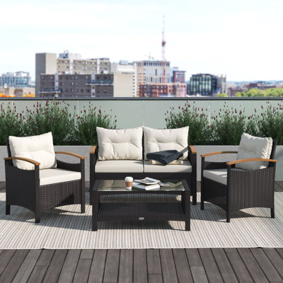 Ensemble de meubles de patio en rotin 4 pièces