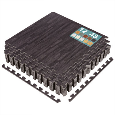 Tapis de sol en mousse 24 po x 24 po Sorbus, acajou clair, 12 pièces