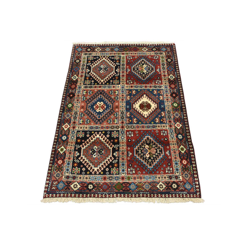 Tapis unique en laine 3 pi 5 po x 4 pi 10 po Fahja Bleu