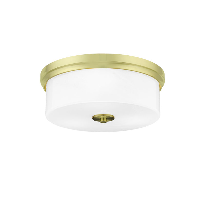 Plafonnier encastré, ampoules, illustré avec verre de marbre blanc, Laiton New Age, H 5,5 po x l 5,5 po x P 14 po