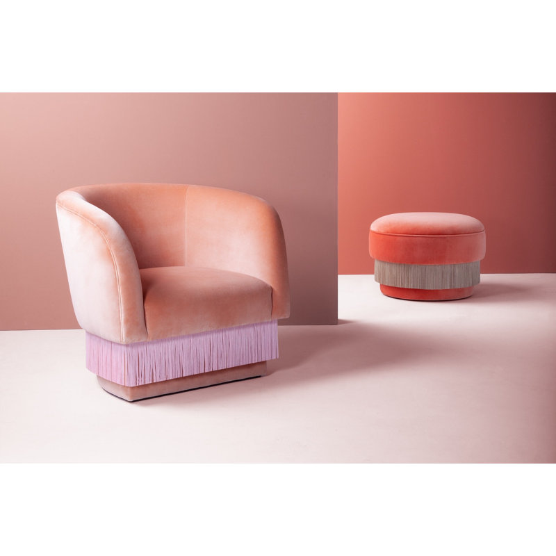 La Folie Barrel Chair, Peach Velvet