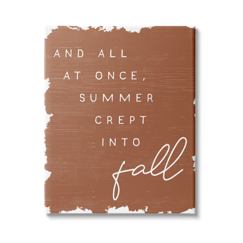 «At At Summer Summer Into Fall», motif orange par Daphne Polselli - Art textuel, Plaque en bois, H 48 po x l 36 po