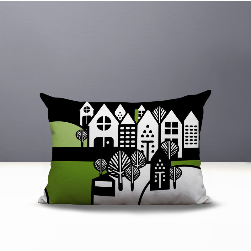 Oreiller rectangulaire réversible intérieur / extérieur Hansen, Rectangle H 18 po x l 25 po, Chartreuse