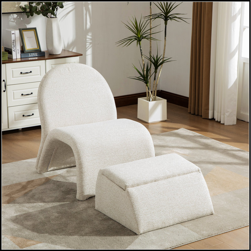 Chaise rembourrée sans accoudoirs avec rangement 24,8 po, chenille moderne pour le salon et la chambre à coucher