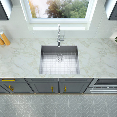 25"X22"X9" Stainless Steel Kitchen Sink - Easy To Install With Included Accessories 25 Inch Undermount Noise Reduction Properties