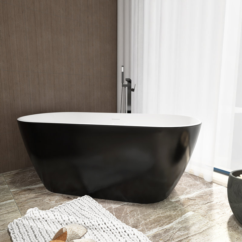 Baignoire de trempage autoportante 59 po. X 28 po. En blanc et noir
