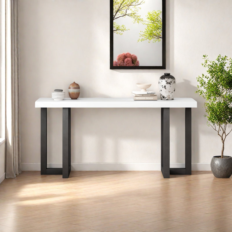 Console de conception géométrique avec pieds en pin massif, convient au vestibule, au couloir, au salon, à la chambre à coucher