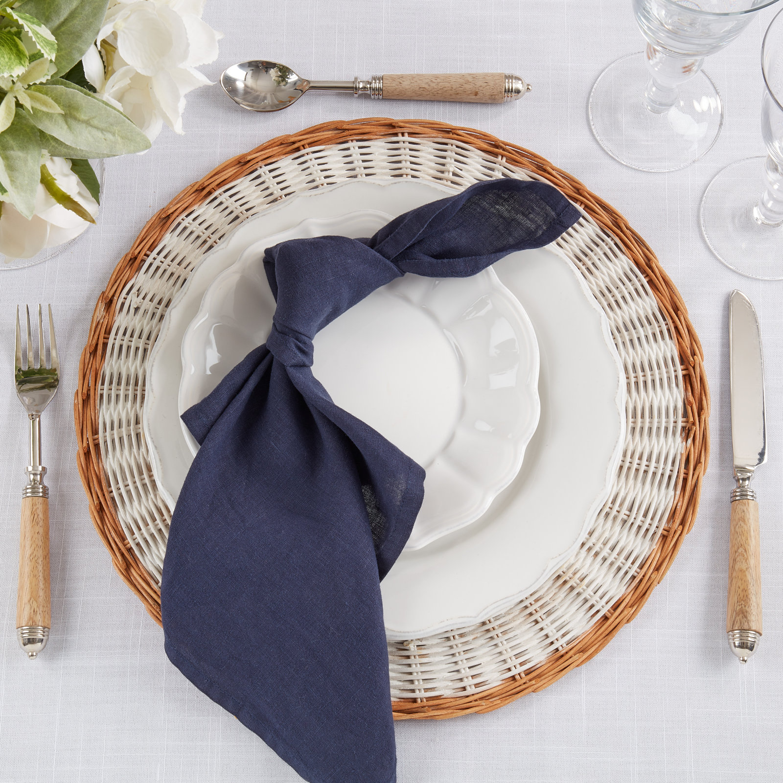 Caliban Reversible Linen Napkin, Midnight Blue