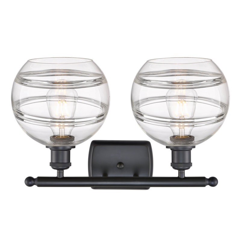Éclairage pour meuble-lavabo à 2 lumières à intensité variable Bienes, Transparent, Noir mat