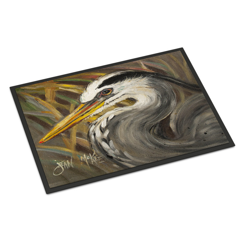 Tapis d'entrée antidérapant Zakariyah Heron, Rectangle 1 pi 6 po x 2 pi 3 po