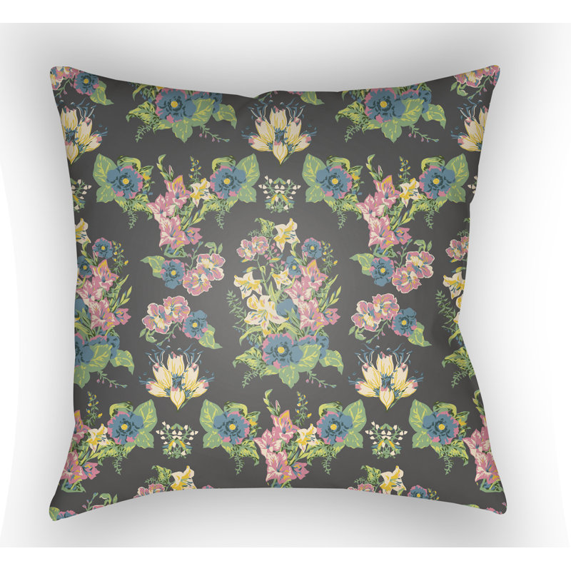 Lolita Lola Floral Outdoor Throw Pillow, Navy, 18" H x 18" W x 3" D