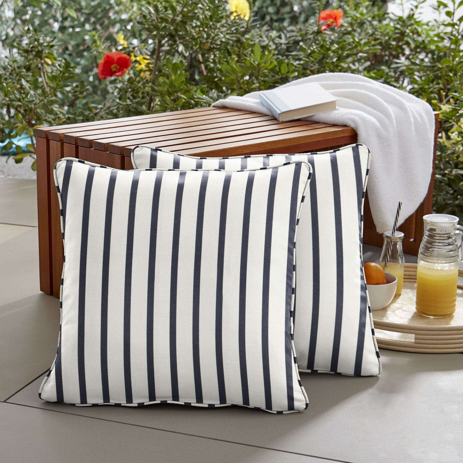 Lidia Striped Indoor/Outdoor Throw Pillow, 18" H x 18" W x 6" D