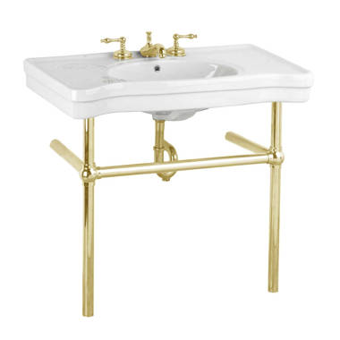 30 Cierra Console Sink with Brass Stand - Matte Black in White | Vitreous China | Signature Hardware