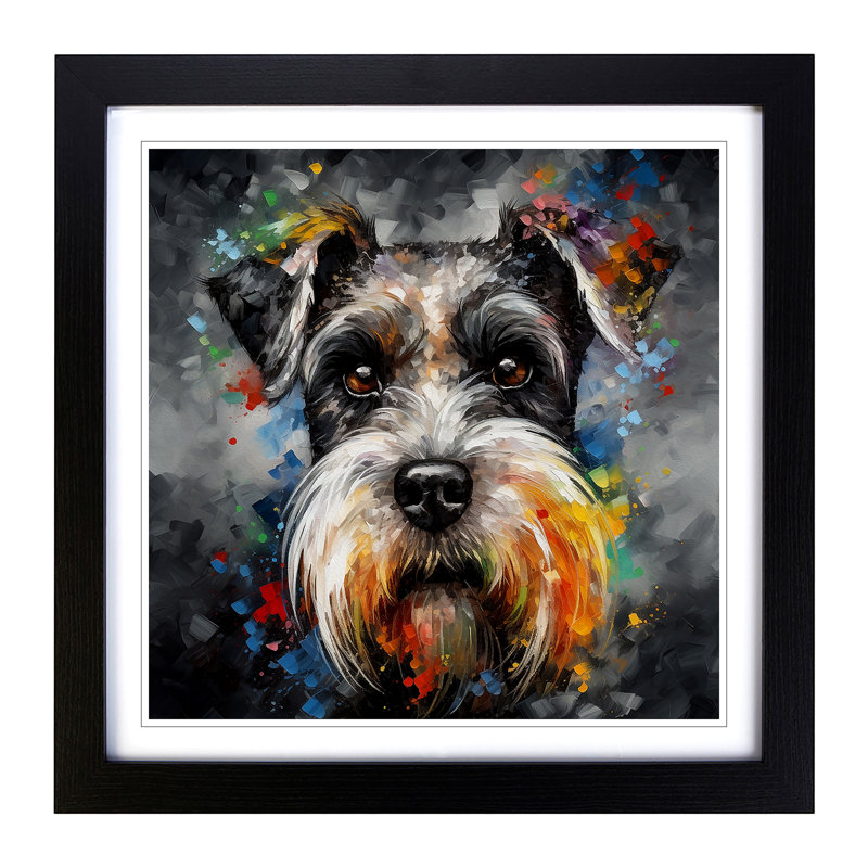 Schnauzer Expressionism - Framed Print, Black