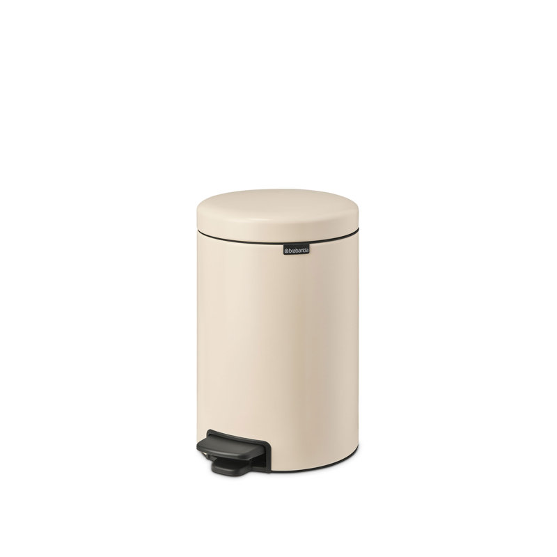 NewIcon Pedal Step On Trash Can, Beige, 12 L