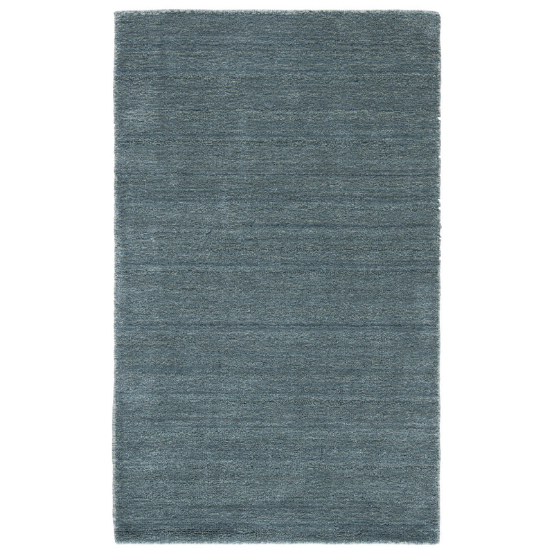 Southbury Hand Loomed Wool/Cotton Solid Color Rug in Blue Ombre, Rectangle 3' x 5'