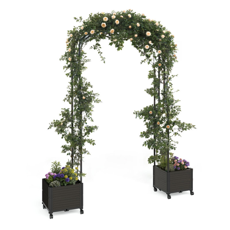 Raised Garden Bed with Trellis Arch – Raised Planter Box for Flowers & Vines | Rust-Proof Metal Frame, Easy Assembly | for Wedding Garden Party, Gardening, Patio Climbing Plant Support​
