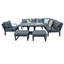 Aluminium 9 Seater Corner Sofa Rising Table Set With Armchair And Stool