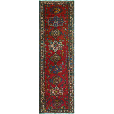 One-of-a-Kind 3'5" X 13'2" 1980s Runner Wool Area Rug in